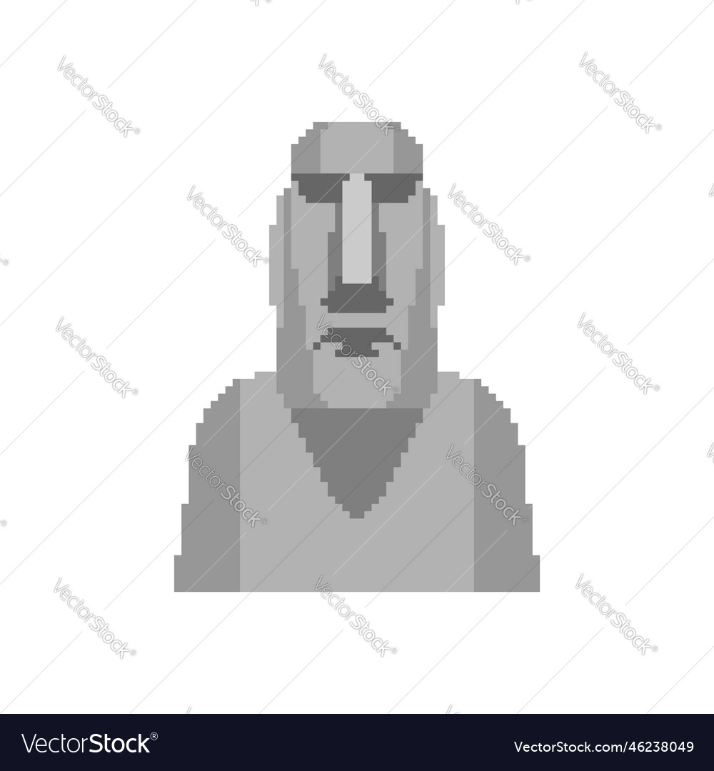 Moai pixel art easter island idol 8 bit ancient Vector Image