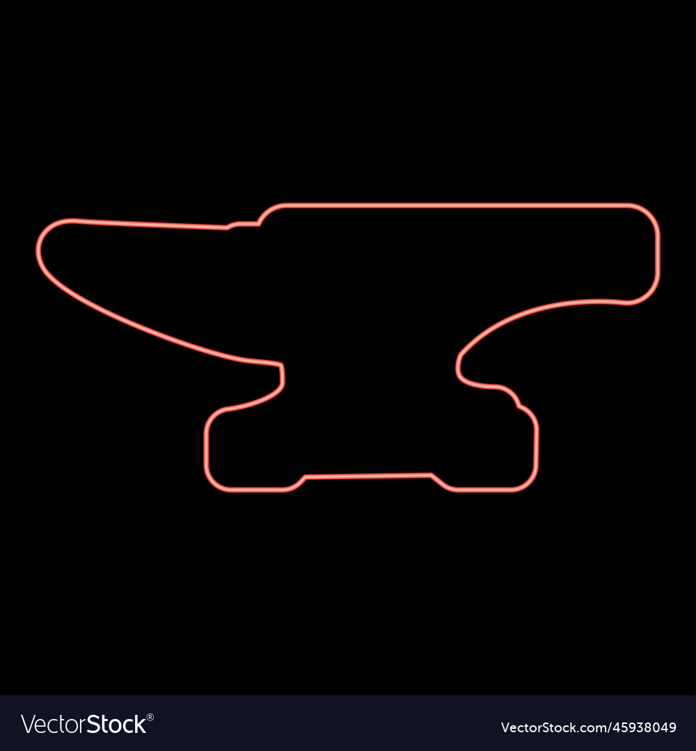 Neon anvil red color image flat style