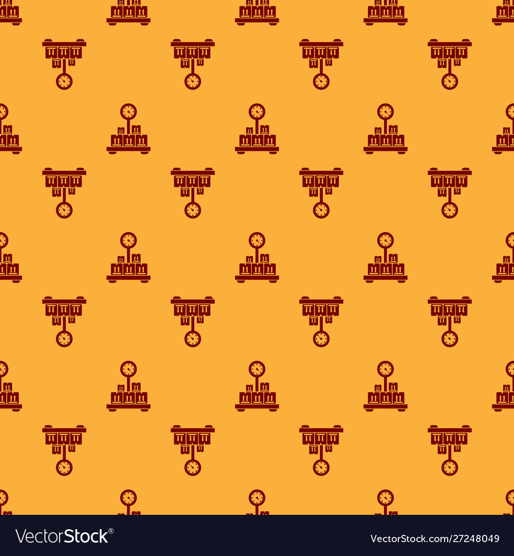 Red scale with cardboard box icon isolated