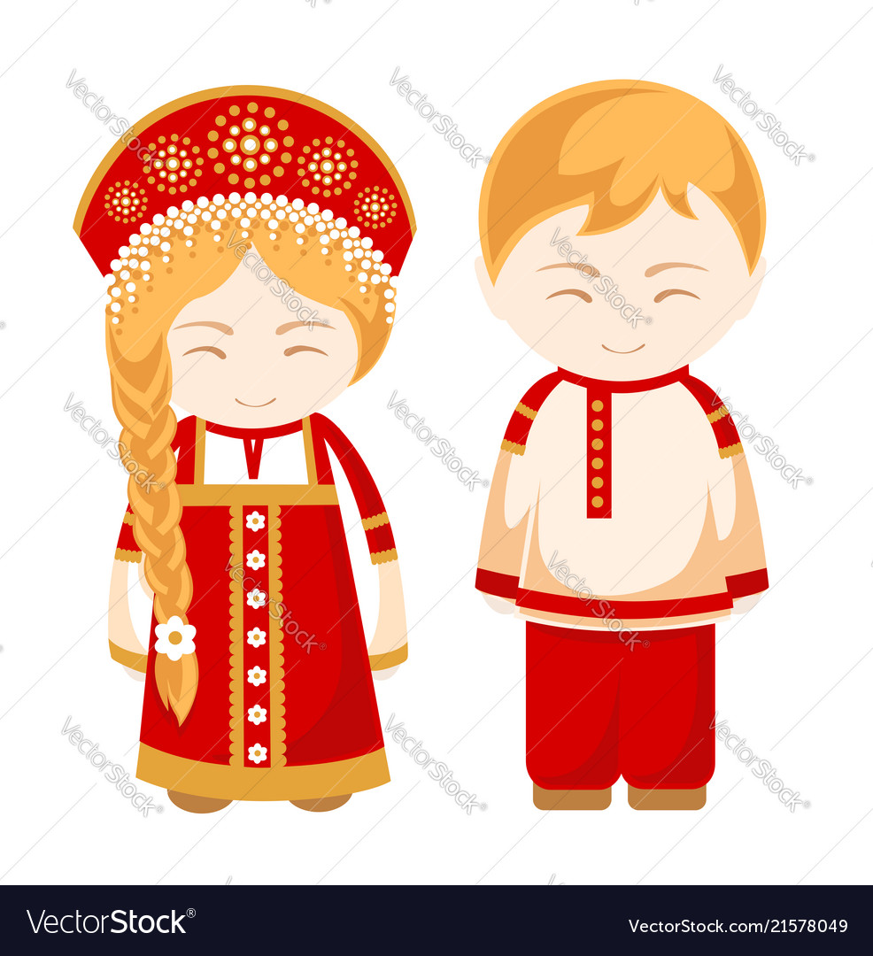 Russian man and woman Royalty Free Vector Image