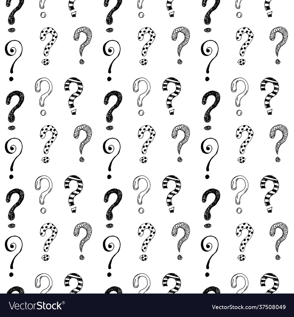 Seamless pattern with hand drawn question marks
