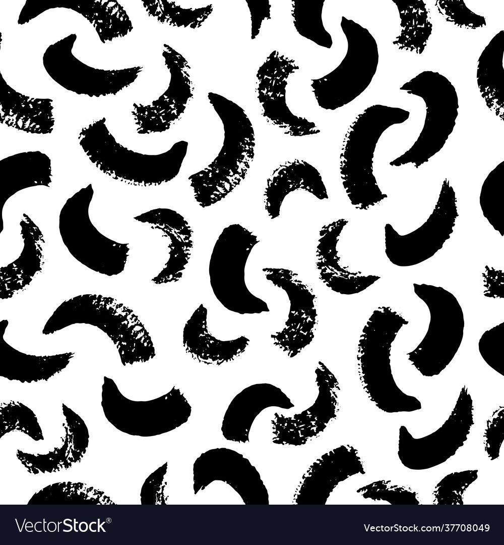 Seamless pattern with ink black brush