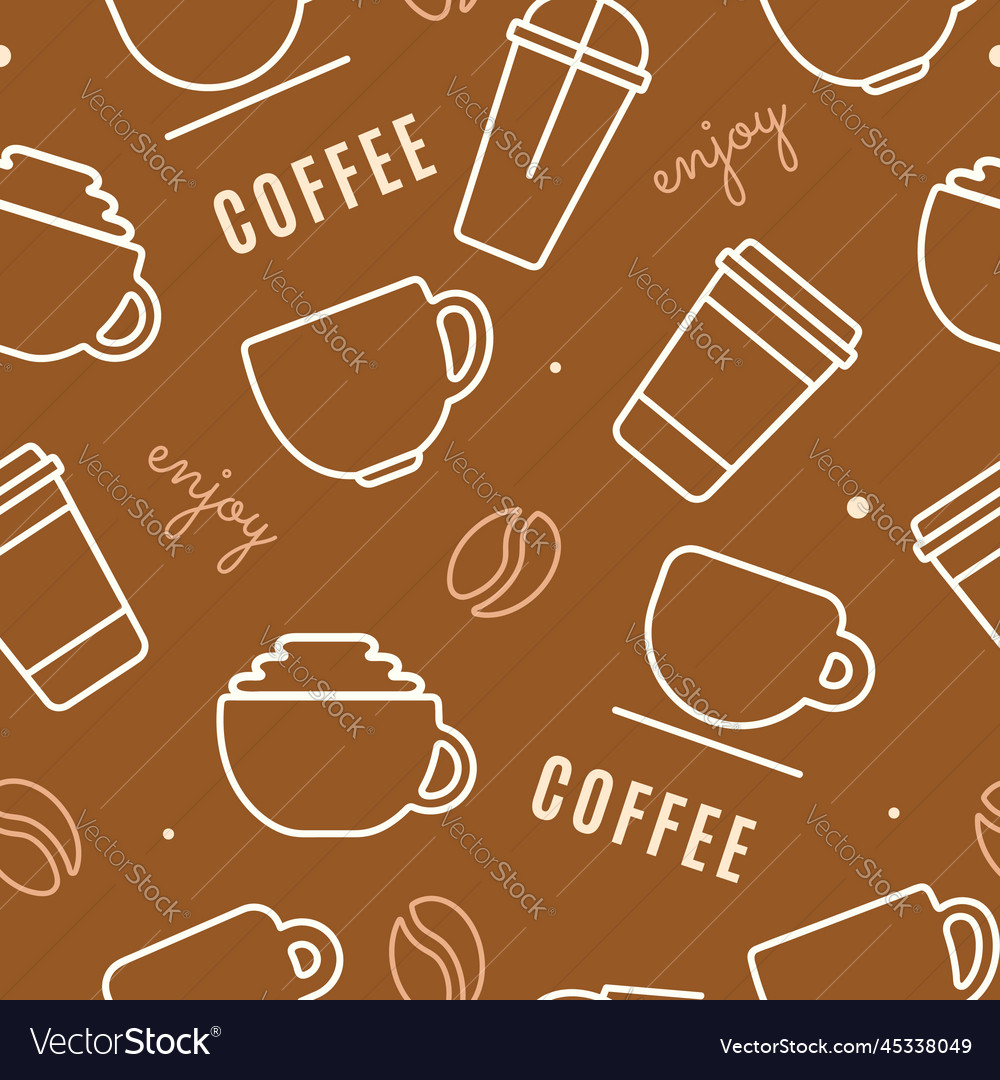 Seamless pattern with simple icons of coffee