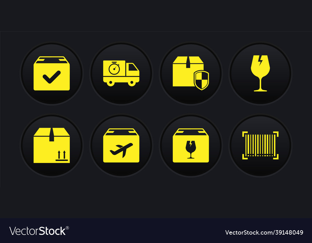 Set cardboard box with traffic fragile broken Vector Image Set cardboard box with traffic fragile broken