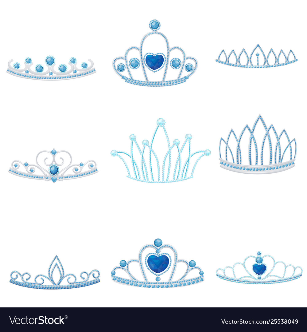 Set different silver crowns with large vector image Set different silver crowns with large