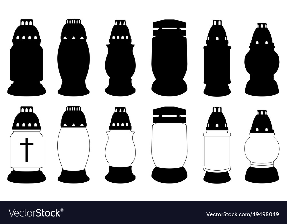 Set of different cemetery memorial candles Vector Image