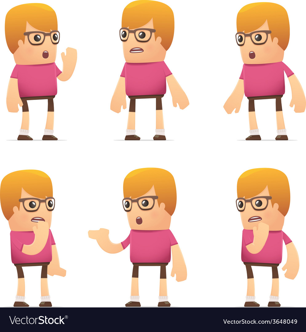 Set of dude character in different poses
