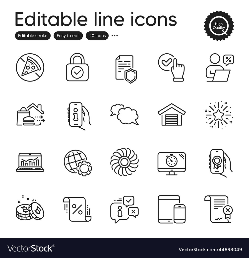 Set of technology outline icons contains