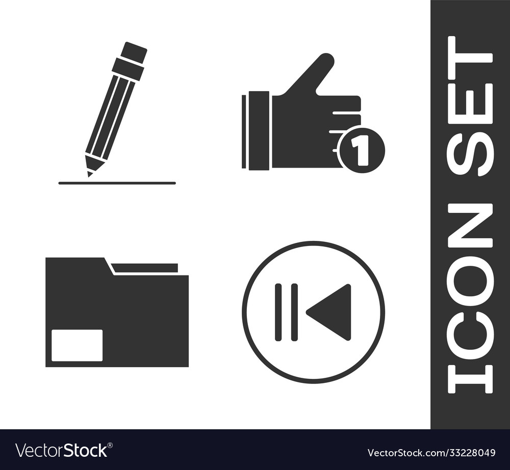 Set rewind pencil with eraser document folder vector image Set rewind pencil with eraser document folder