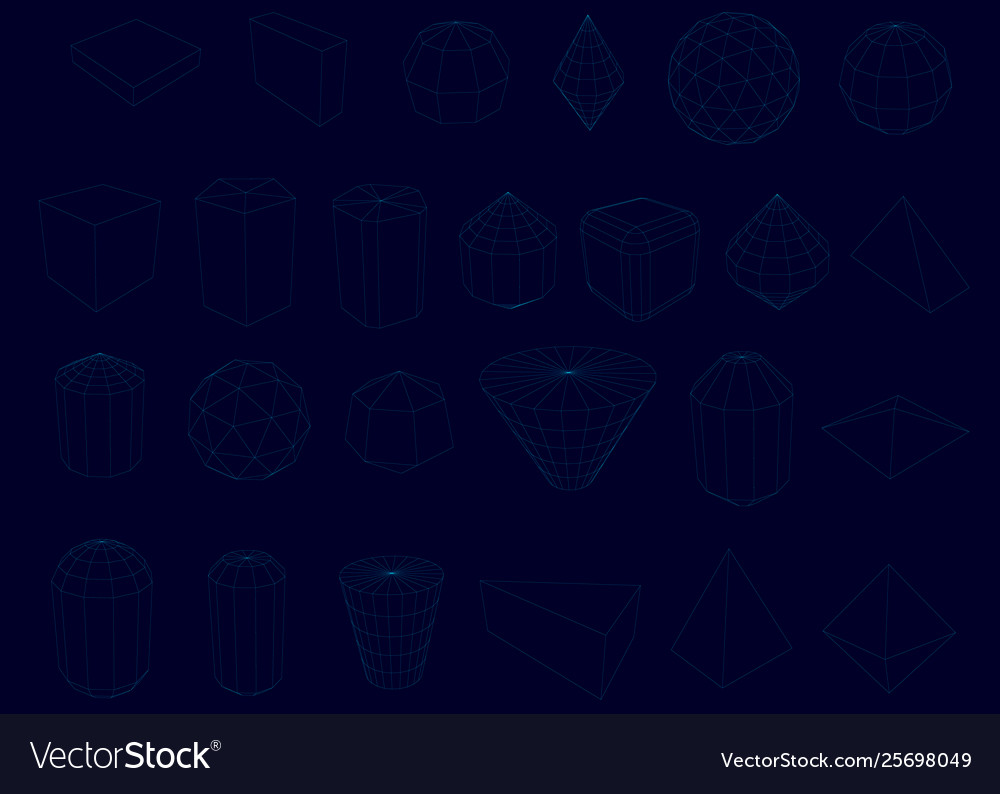 Set with geometric shapes polygonal vector image Set with geometric shapes polygonal
