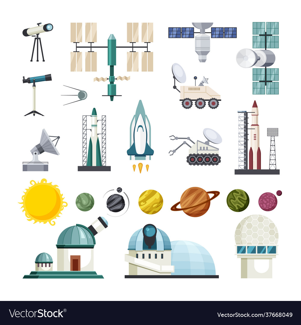 Space education for exploring traveling set Vector Image