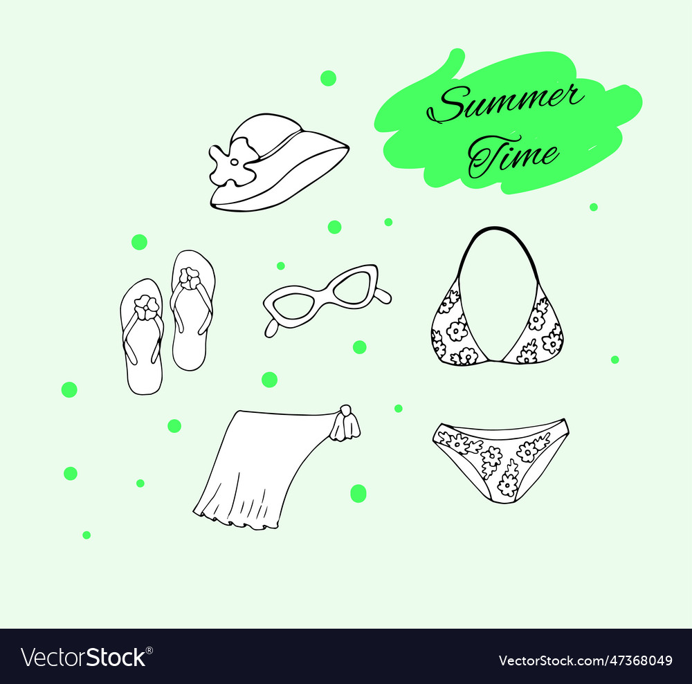 Summer time hand-drawn attributes