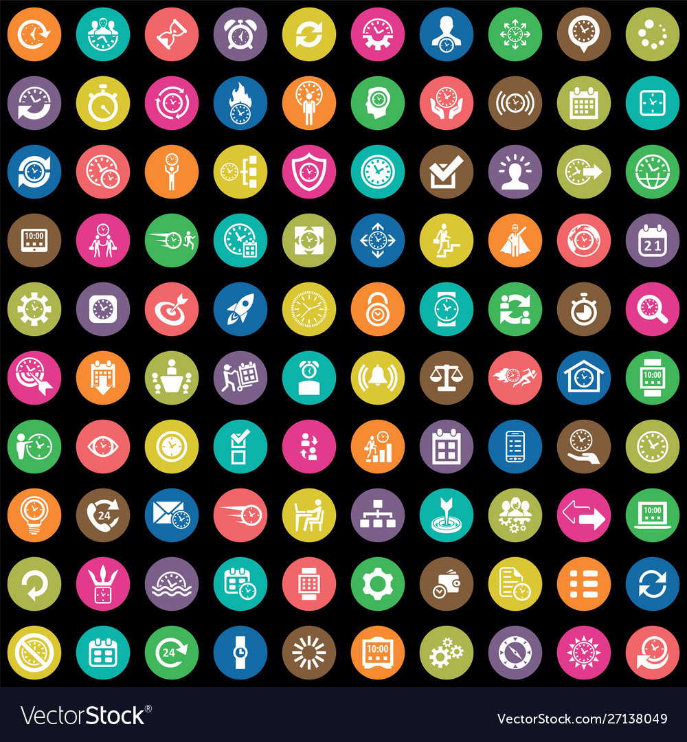 Time management 100 icons universal set for web