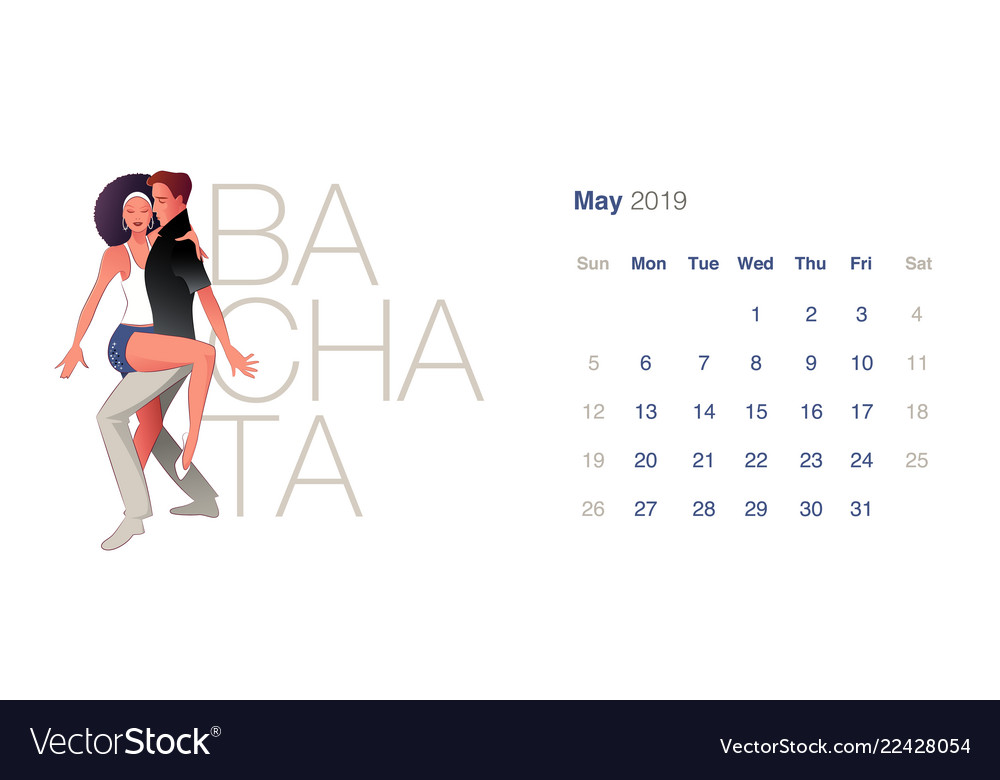 2019 dance calendar may young couple dancing vector image 2019 dance calendar may young couple dancing