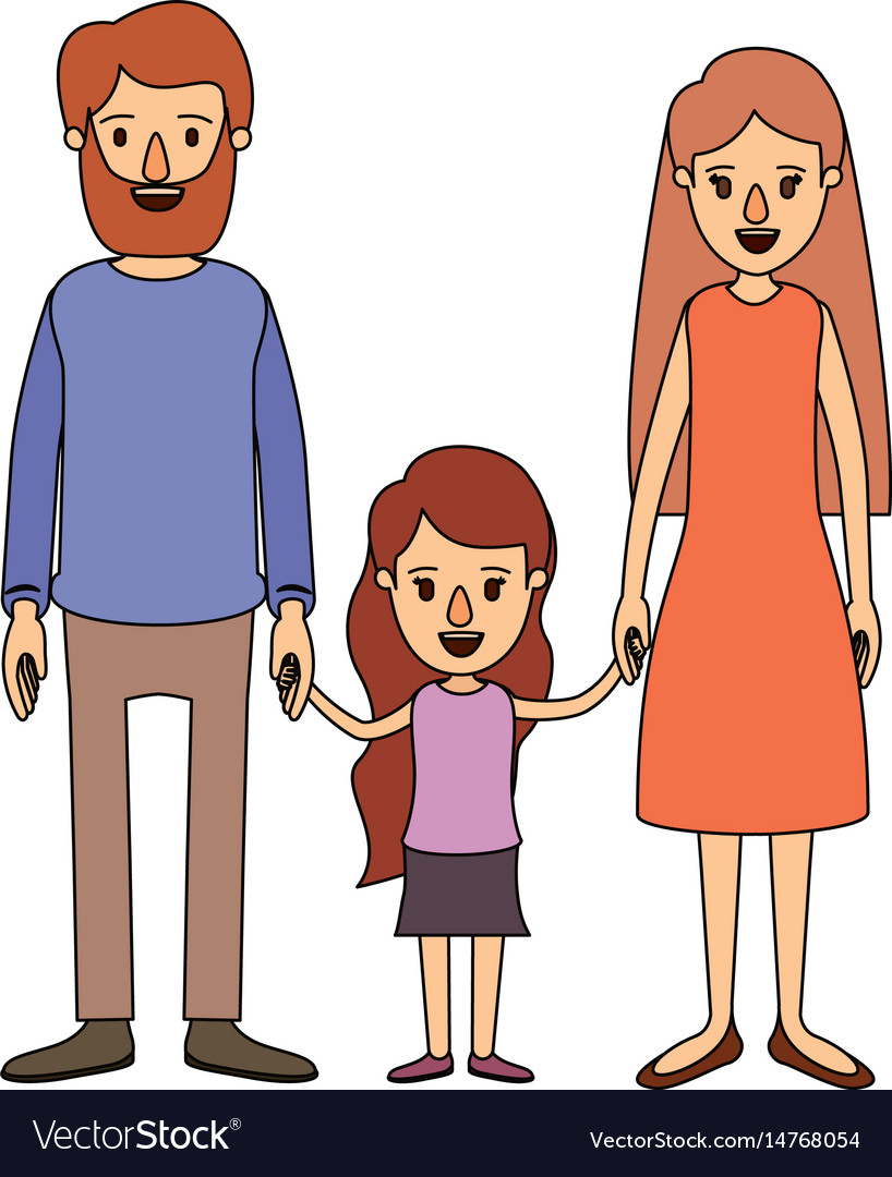 Color Image Caricature Family With Father Bearded Vector Image