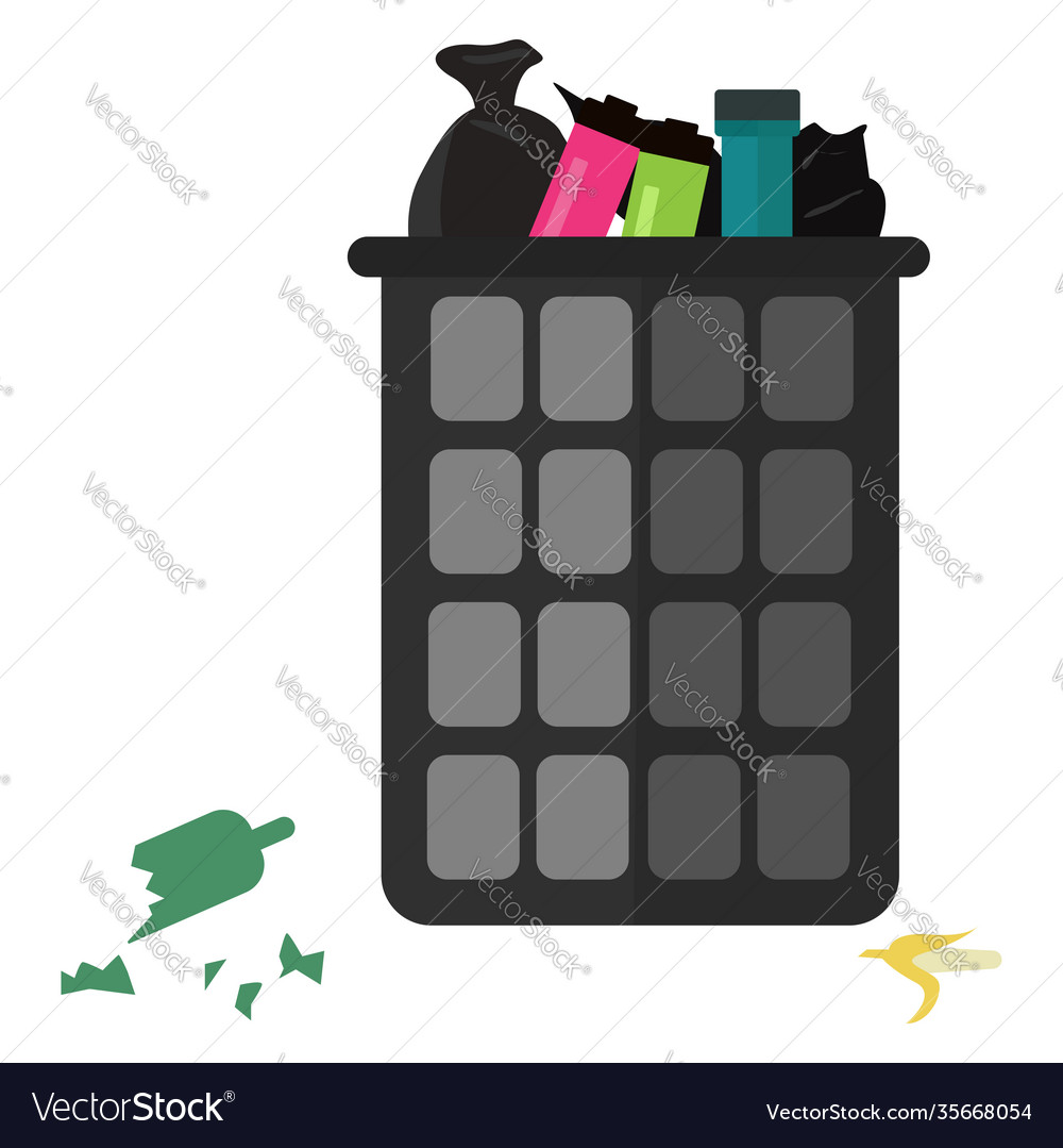 Garbage can on white background