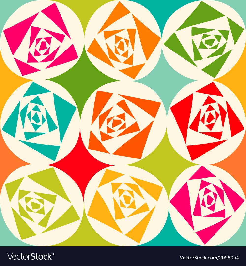 Geometric pattern of circles and triangles colored