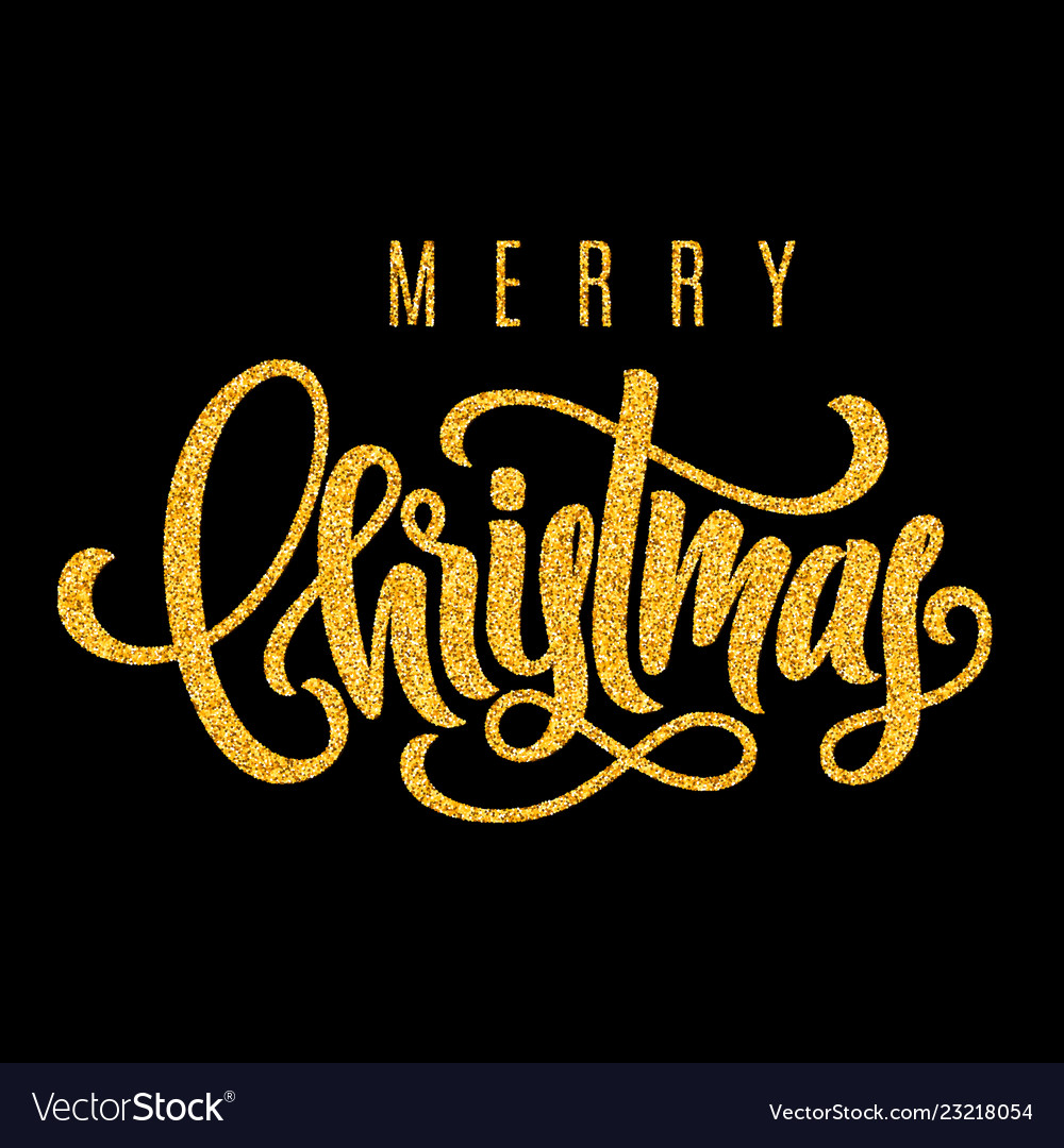 Holiday golden hand lettering merry christmas Vector Image