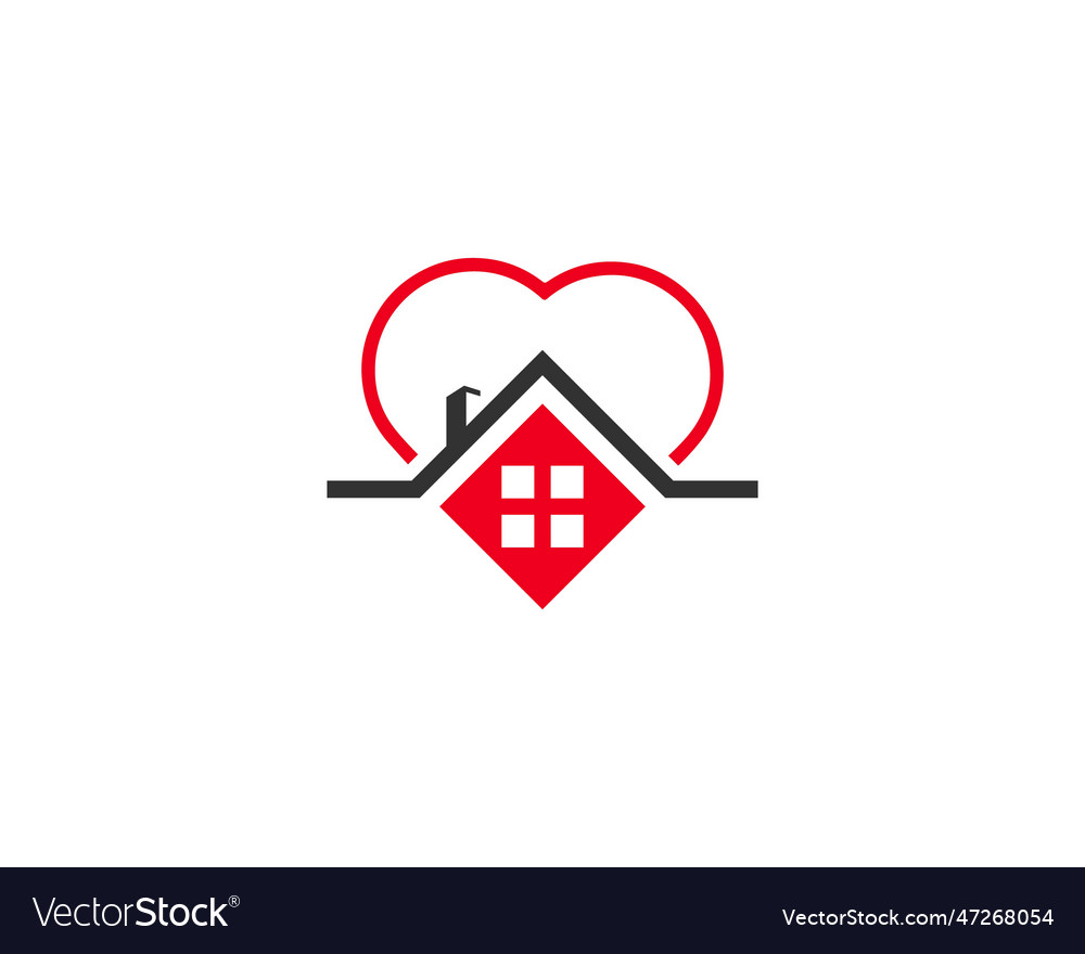 House heart and window roof or love symbol logo