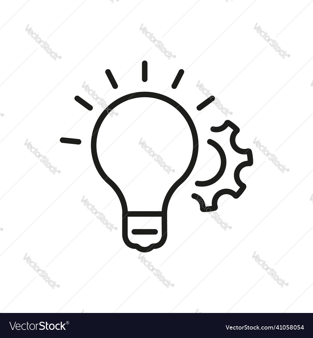 Lightbulb and gear idea concept line icon