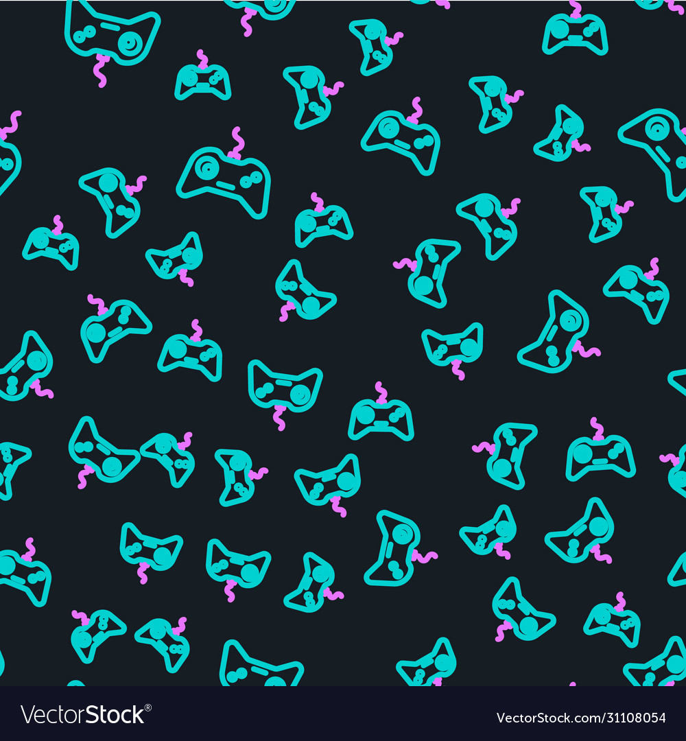 Line gamepad icon isolated seamless pattern vector image Line gamepad icon isolated seamless pattern