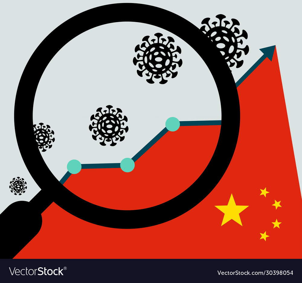 Magnifying glass showing graph with growing Vector Image Magnifying glass showing graph with growing