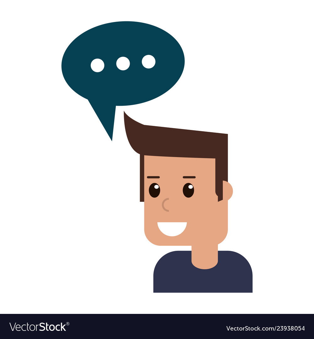 Man with bubble speech symbol