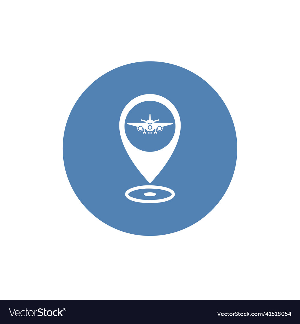 Map pointer airport icon stock flat design style vector image Map pointer airport icon stock flat design style