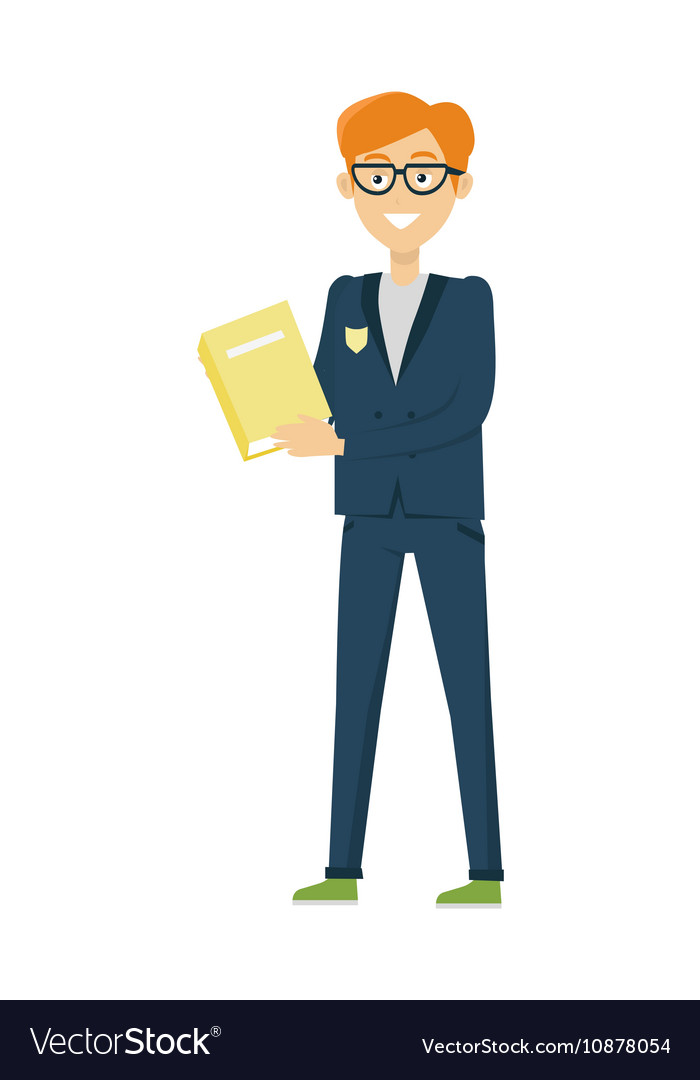 Schoolboy with book isolated character Royalty Free Vector