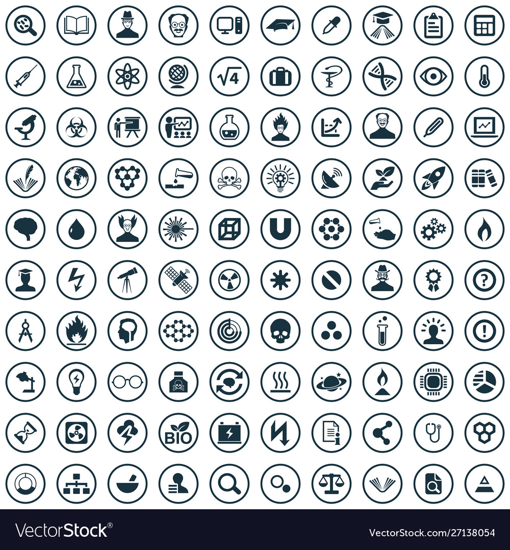 Science 100 icons universal set for web and ui