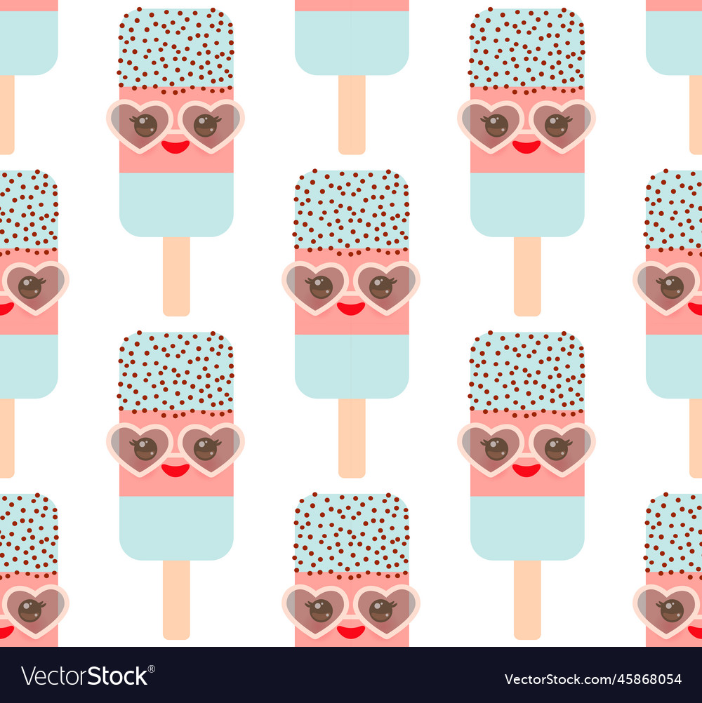 Seamless pattern blue pink ice cream lolly