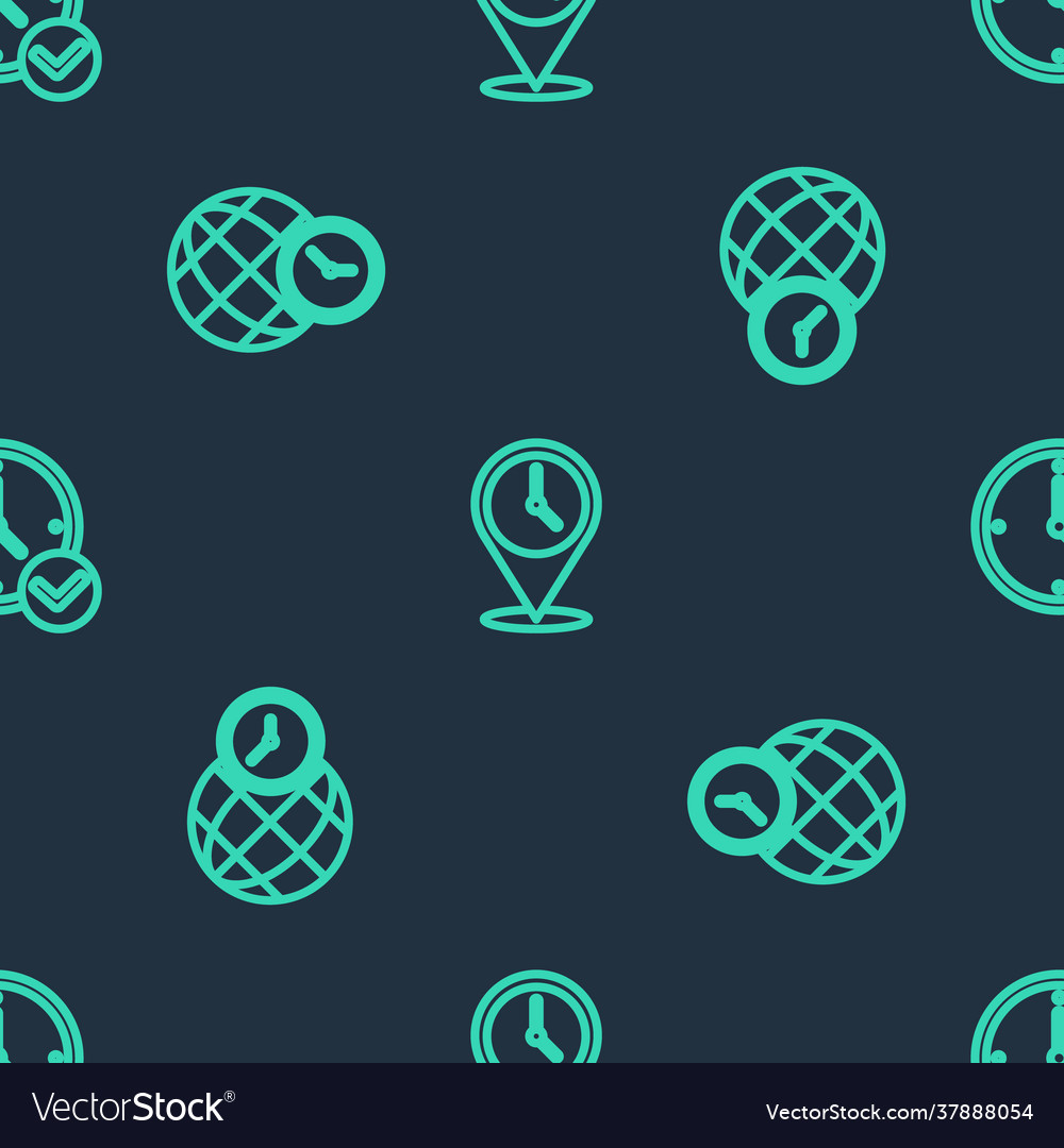 Set line location with clock world time Vector Image Set line location with clock world time