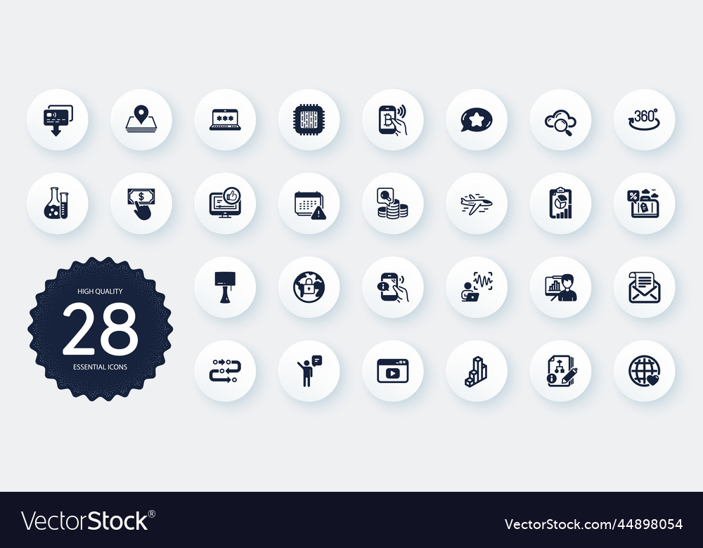 Set of technology icons such as cloud computing