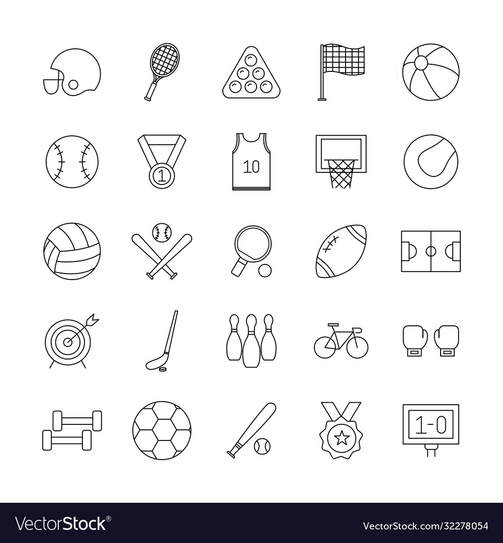 Sport line style icon set design