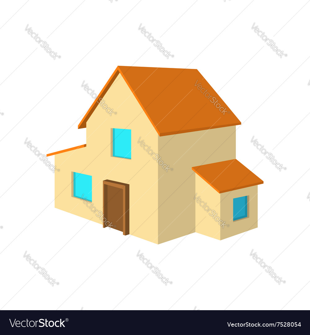 Two-storey house cartoon icon Royalty Free Vector Image