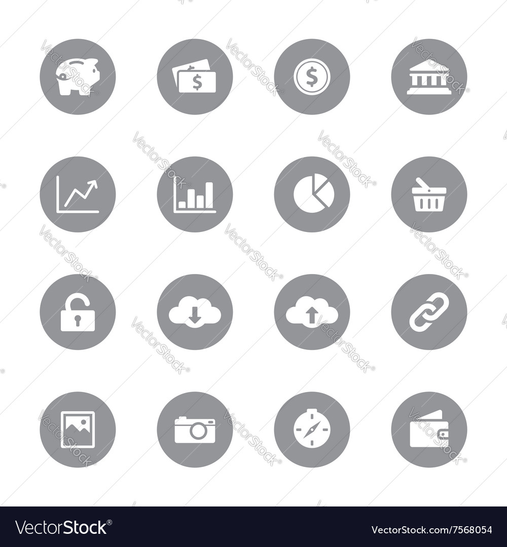Web icon set 4 on gray circle