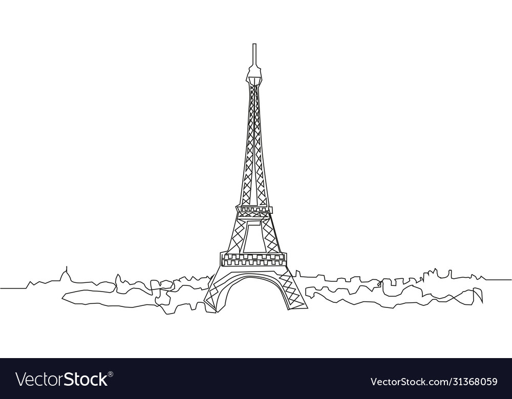 Continuous line drawing eiffel tower Vector Image Continuous line drawing eiffel tower