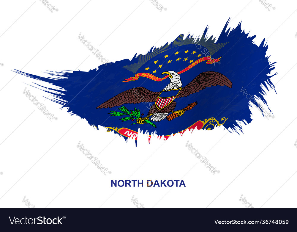 Flag north dakota state in grunge style