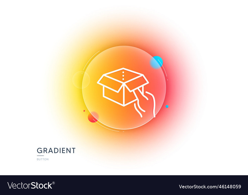 Hold open box line icon delivery parcel sign