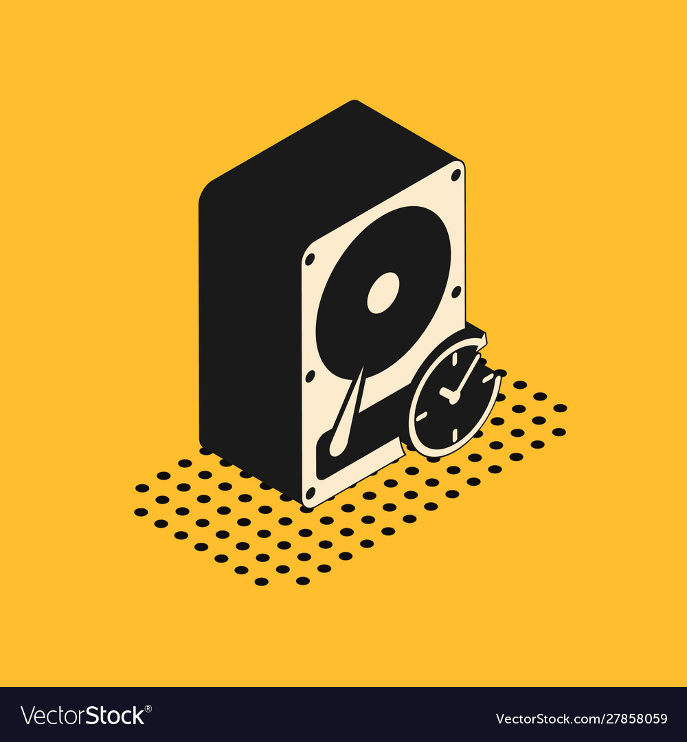 Isometric hard disk drive with clockwise sign vector image Isometric hard disk drive with clockwise sign