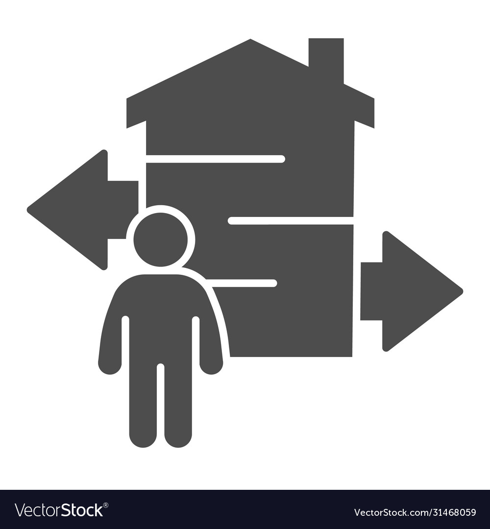 Man with arrows and building solid icon smart vector image Man with arrows and building solid icon smart