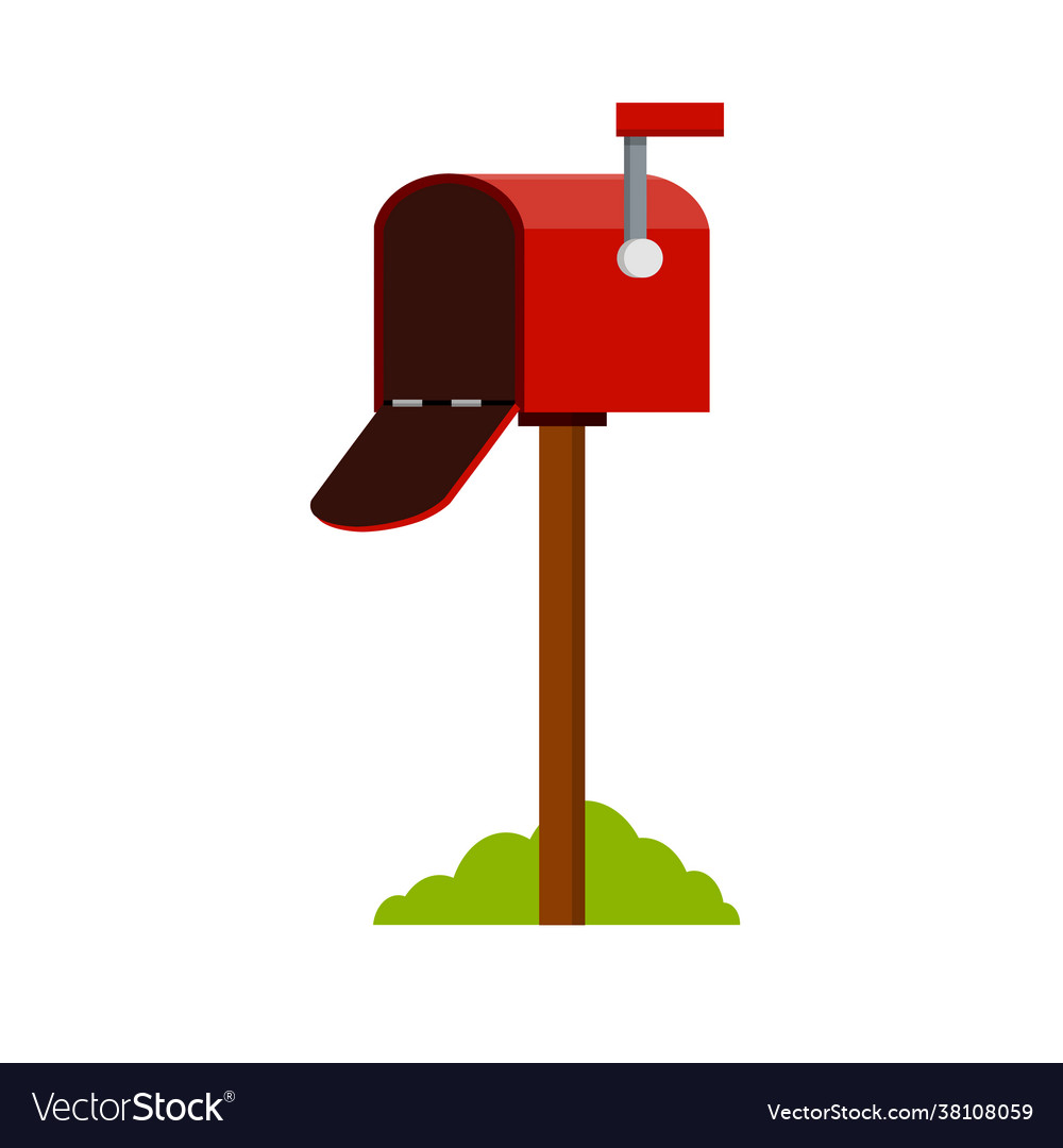Open red mailbox mail and message vector image Open red mailbox mail and message
