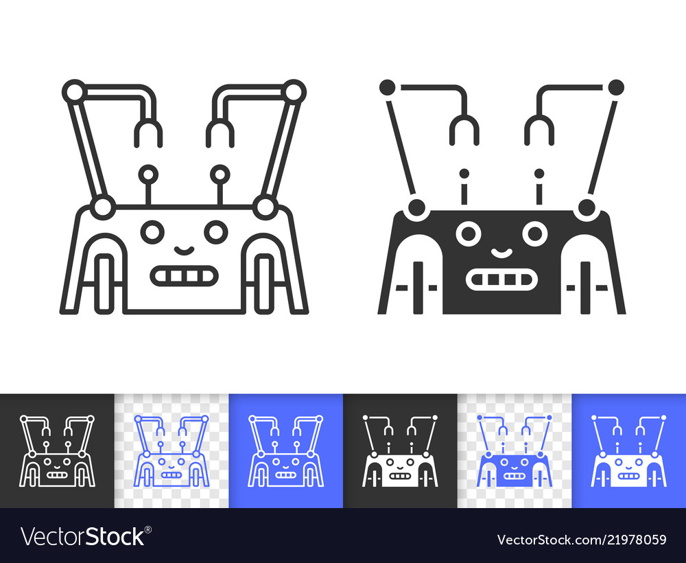 Robot transformer simple black line icon vector image Robot transformer simple black line icon