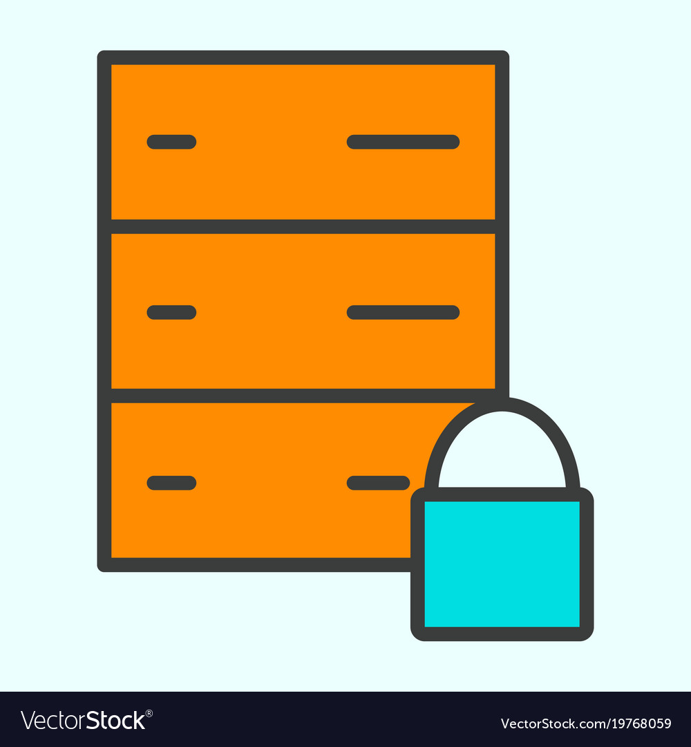 Server lock network line icon minimal pictograph