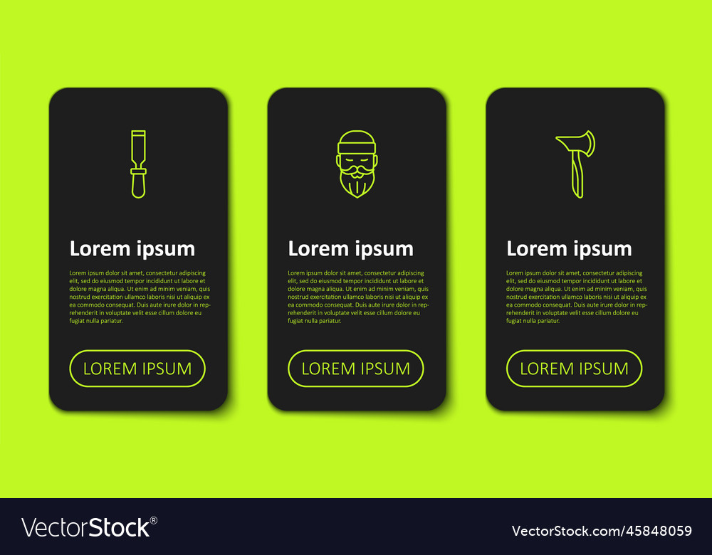 Set line chisel tool lumberjack and wooden axe Vector Image Set line chisel tool lumberjack and wooden axe
