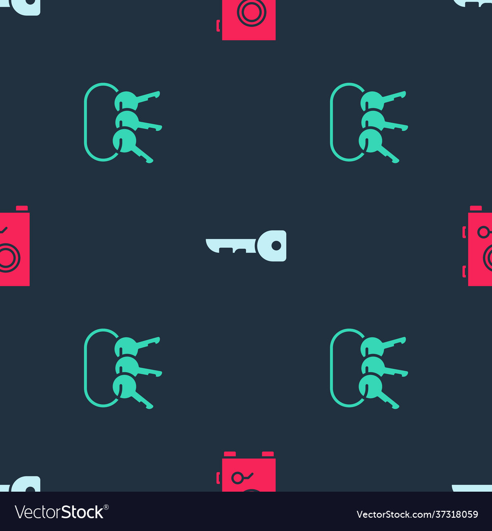 Set safe key and bunch keys on seamless vector image Set safe key and bunch keys on seamless