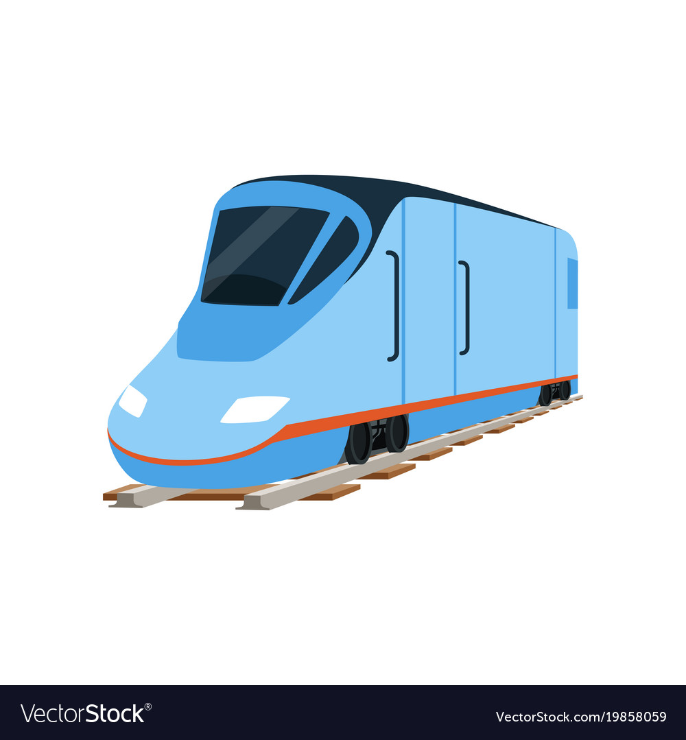 Speed modern blue train locomotive Royalty Free Vector Image