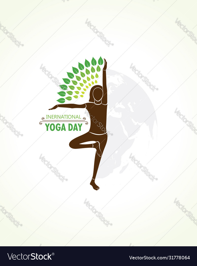 A Girl Doing Yoga For International Day Royalty Free Vector