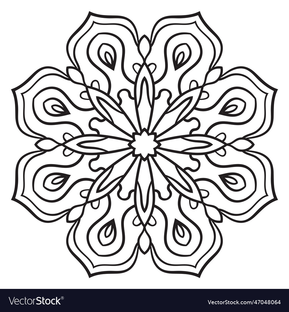 Black outline flower mandala