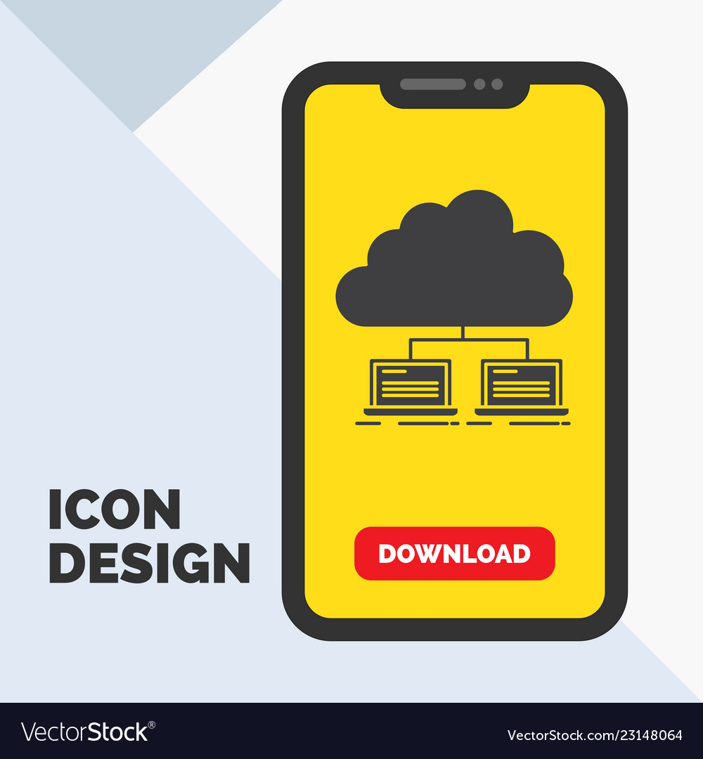 Cloud network server internet data glyph icon vector image Cloud network server internet data glyph icon